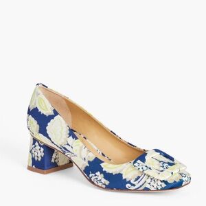NEWTalbots Carlyle Buckle Block Heel Sateen Floral Pumps - Blossom Ikat Sz 5.5